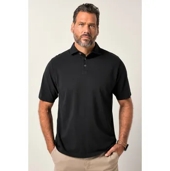 Pánská košile JP1880, Plus size Pokokošile JP1880, krátké rukávy, piké, žraločí límeček, vintage vzhled, do 8XL pro plnoštíhlé nadměrná velikost, 840692111-1454, černý, 5XL, Plus size oblečení, Oblečení pro vysoké muže, Nadměrné velikosti, Oblečení pro plnoštíhlé.