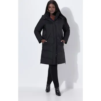 Dámský kabát Ulla Popken, Plus size Funkční prošívaný kabát sympatex, nepromokavý, kapuce pro plnoštíhlé nadměrná velikost, 843490100-1130, černý, 50/52, Nadměrné velikosti, Plus size oblečení, Oblečení pro boubelky, Oblečení pro baculky, Oblečení pro plnoštíhlé, Oble