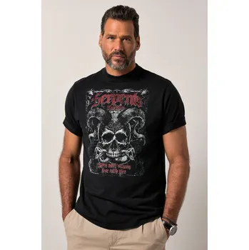 Pánské tričko JP1880, Plus size Tričko JP1880, krátké rukávy, vintage vzhled, potisk na hrudi, do 8XL pro plnoštíhlé nadměrná velikost, 840257100-1455, černý, 6XL, Plus size oblečení, Oblečení pro vysoké muže, Nadměrné velikosti, Oblečení pro plnoštíhlé.