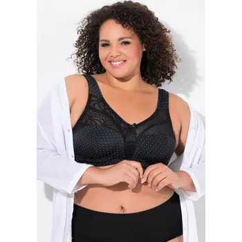 Podprsenka Ulla Popken, Plus size Odlehčující podprsenka, puntíky, krajka, bez kostic, košíčky C-F pro plnoštíhlé nadměrná velikost, 830454100-1143, černý, 90G, Nadměrné velikosti, Plus size oblečení, Oblečení pro boubelky, Oblečení pro baculky, Oblečení pro plnoští