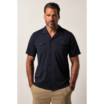 Pánská košile JP1880, Plus size Žerzejová košile JP1880, krátké rukávy, cuba límeček, cuba střih, do 8XL pro plnoštíhlé nadměrná velikost, 840087130-1459, modrý, XL, Plus size oblečení, Oblečení pro vysoké muže, Nadměrné velikosti, Oblečení pro plnoštíhlé.