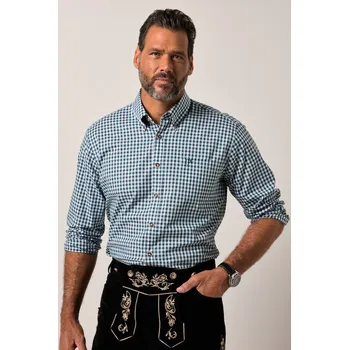 Pánská košile JP1880, Plus size Kostkovaná košile, tradiční móda, dlouhé rukávy, límeček s knoflíky, Modern střih, do 8 XL pro plnoštíhlé nadměrná velikost, 748509748-1907, tyrkysový, 8XL, Plus size oblečení, Oblečení pro vysoké muže, Nadměrné velikosti, Oblečení pro p