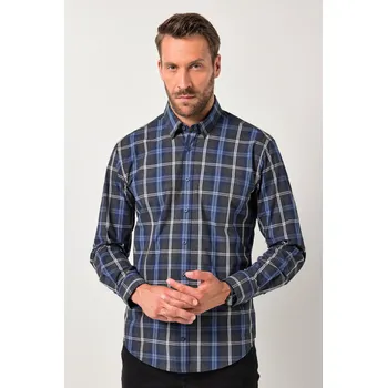 Pánská košile JP1880, Plus size Kostkovaná košile JP1880, dlouhé rukávy, Kent límeček, Modern střih, do 8XL pro plnoštíhlé nadměrná velikost, 841213110-1456, zelený, 7XL, Plus size oblečení, Oblečení pro vysoké muže, Nadměrné velikosti, Oblečení pro plnoštíhlé.