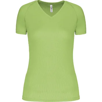 KARIBAN Dámské sportovní tričko s výstřihem do V PA477 Velikost: L, Barva: limetková