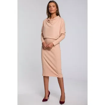 Dámské šaty Dámské pletené šaty S245 Béžová - Stylove béžová S/M