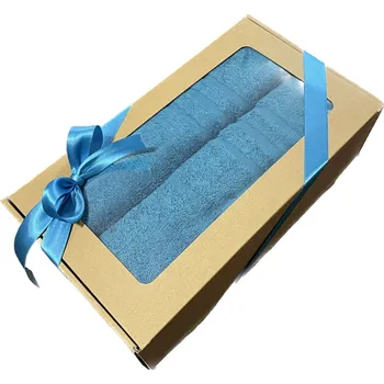 Dárková krabička Profod Dárková sada ručníků CLASSIC 50x100 cm froté 400g/m2 - barva dle výběru Barva: zelená pistáciová, Barva stuhy: Modrá