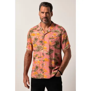 Pánská košile JP1880, Plus size Košile JP1880, viskóza, krátké rukávy, Cuba límeček, plošný potisk, Cuba střih, do 8XL pro plnoštíhlé nadměrná velikost, 840083540-1460, červený, XXL, Plus size oblečení, Oblečení pro vysoké muže, Nadměrné velikosti, Oblečení pro plnoští