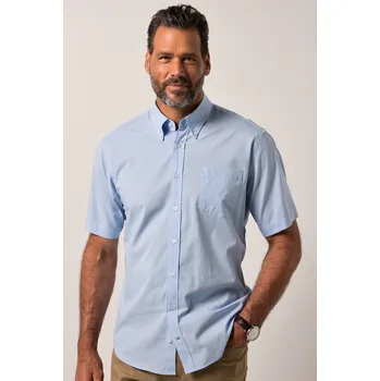 Pánská košile JP1880, Plus size Košile JP1880, krátké rukávy, límeček s knoflíky, Modern střih, do 8XL pro plnoštíhlé nadměrná velikost, 840560710-1454, modrý, 5XL, Plus size oblečení, Oblečení pro vysoké muže, Nadměrné velikosti, Oblečení pro plnoštíhlé.