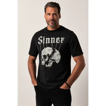 Pánské tričko JP1880, Plus size Tričko JP1880, krátké rukávy, kulatý výstřih, potisk, do 8XL pro plnoštíhlé nadměrná velikost, 840144100-1452, černý, 3XL, Plus size oblečení, Oblečení pro vysoké muže, Nadměrné velikosti, Oblečení pro plnoštíhlé.