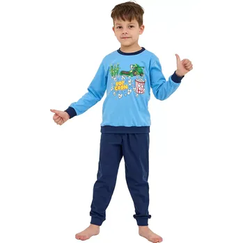 Chlapecké pyžamo Dětské pyžamo Kids Popcorn modrá velikost 122/128