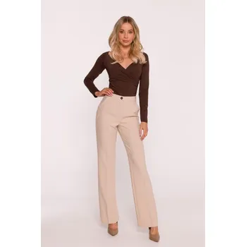 Dámské kalhoty S418 Kalhoty s laclem - béžové EU XL