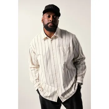 Pánská košile STHUGE, Plus size Košile, dlouhé rukávy, Boxy střih, Kent límečke, pruhovaný vzor. pro plnoštíhlé nadměrná velikost, 842221200-1456, bílý, 7XL, Plus size oblečení, Oblečení pro vysoké muže, Nadměrné velikosti, Oblečení pro plnoštíhlé.