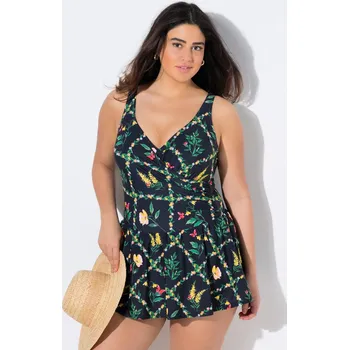 Dámské šaty Ulla Popken, Plus size Plavkové šaty, měkké košíčky s kosticemi, nastavitelná ramínka, recyklovaný materiál pro plnoštíhlé nadměrná velikost, 837565100-1010, černý, 48, Nadměrné velikosti, Plus size oblečení, Oblečení pro boubelky, Oblečení pro baculky, O