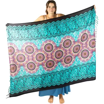 Šátek Sarong / pareo / plážový šátek s mandalami Natori Turquiose, Sittar.cz