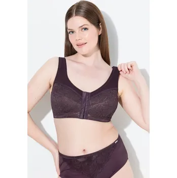 Podprsenka Ulla Popken, Plus size Odlehčující podprsenka, přední zapínání, bez kostic, košíčky C-F pro plnoštíhlé nadměrná velikost, 810232844-1092, nachový, 95C, Nadměrné velikosti, Plus size oblečení, Oblečení pro boubelky, Oblečení pro baculky, Oblečení pro plnoš