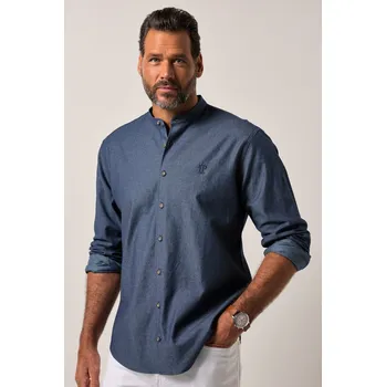 Pánská košile JP1880, Plus size Košile JP1880, dlouhé rukávy, tradiční móda, stojáček, Modern střih, do 8XL pro plnoštíhlé nadměrná velikost, 840129902-1455, modrý, 6XL, Plus size oblečení, Oblečení pro vysoké muže, Nadměrné velikosti, Oblečení pro plnoštíhlé.