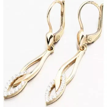 Náušnice Dámské náušnice žluté zlato 585 zirkon visací 683P-120565-ZL