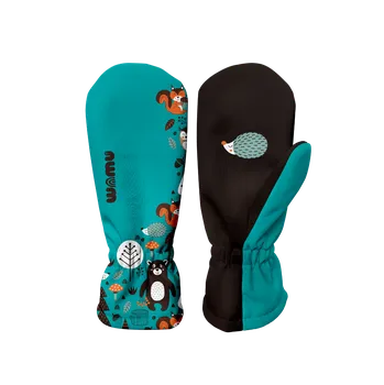 Rukavice WAMU Dětské softshellové rukavice MEDVĚDI tyrkysová vel. 2