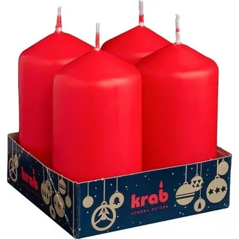 Svíčka Krab - svíčka válcová 40 × 80 mm, červená - 4 ks