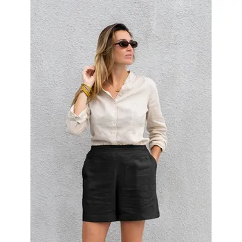 Dámské kraťasy TallGuys Dámské lněné kraťasy | Deep black Velikost: XXL