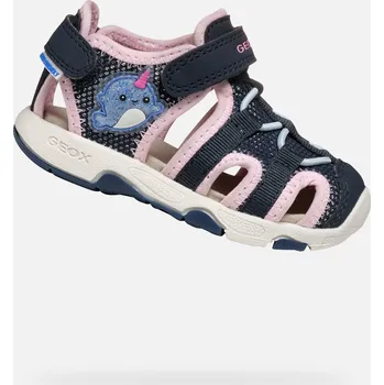 Dívčí sandály Modré dívčí sandály Geox - Holky GEOX modrá | bílá | růžová 3424028