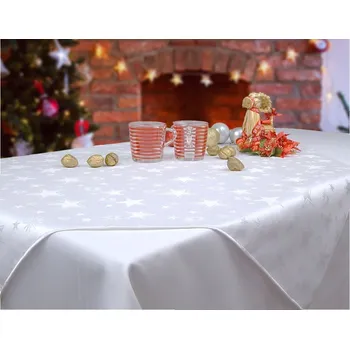 Vánoční dekorace HEDVA ČESKÝ BROKÁT Ubrus Odaska 77x77 hvězdy bílá