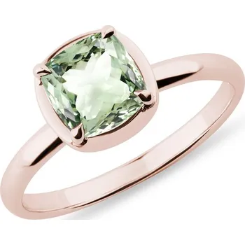 Prsten Prsten z růžového zlata se zeleným ametystem KLENOTA