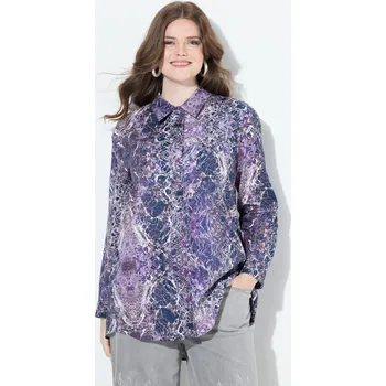 Dámská halenka Ulla Popken, Plus size Dlouhá halenka, límeček, dlouhé rukávy, vzadu delší pro plnoštíhlé nadměrná velikost, 841810830-1132, nachový, 58/60, Nadměrné velikosti, Plus size oblečení, Oblečení pro boubelky, Oblečení pro baculky, Oblečení pro plnoštíhlé, Oble