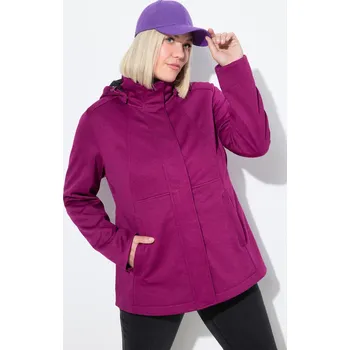 Dámská softshellová bunda Ulla Popken, Plus size HYPRAR softshellová bunda, nepromokavá, kapuce, dvoucestný zip pro plnoštíhlé nadměrná velikost, 842359827-1128, nachový, 42/44, Nadměrné velikosti, Plus size oblečení, Oblečení pro boubelky, Oblečení pro baculky, Oblečení pro plnoš