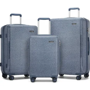 Kono 2494 Sada 3 kufrů Spinner 55/65/75cm Modrá Denim ABS/Polykarbonát