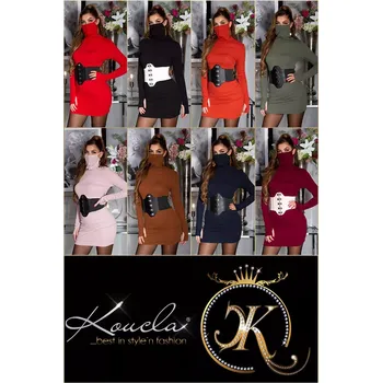 Dámské šaty Módní přiléhavé šaty s maskou K7835 - Koucla růžová uni