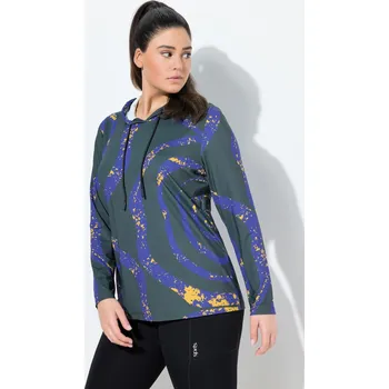 Dámské tričko Ulla Popken, Plus size Funkční tričko, UV 50+, Slim, kapuce, dlouhé rukávy pro plnoštíhlé nadměrná velikost, 840336111-1133, hnědý, 62/64, Nadměrné velikosti, Plus size oblečení, Oblečení pro boubelky, Oblečení pro baculky, Oblečení pro plnoštíhlé, Obleče