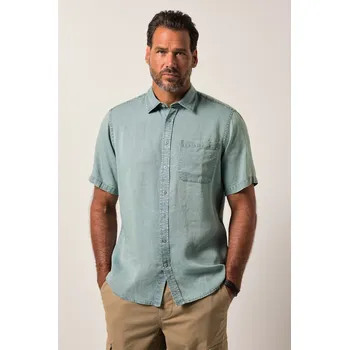 Pánská košile JP1880, Plus size Lyocellová košile JP1880, krátké rukávy, Kent límeček, Boxy střih, do 8XL pro plnoštíhlé nadměrná velikost, 840106190-1454, tyrkysový, 5XL, Plus size oblečení, Oblečení pro vysoké muže, Nadměrné velikosti, Oblečení pro plnoštíhlé.