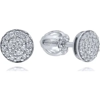 Náušnice Naušnice z bílého zlata pecičky/kolečka s diamanty BN0042F + DÁREK ZDARMA