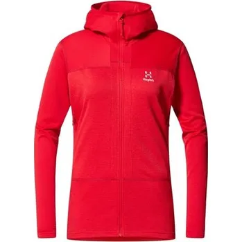 Dámská mikina Haglöfs ROC Flash Mid Hood Women, Bright Red - dámská technická mikina M + Doprava zdarma