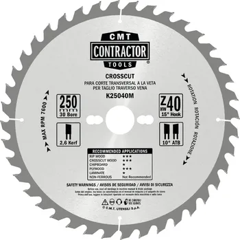 Pilový kotouč CMT Contractor Pilový kotouč na dřevo, Masterpack - D216x2,4 d30 Z48 HW, 10ks