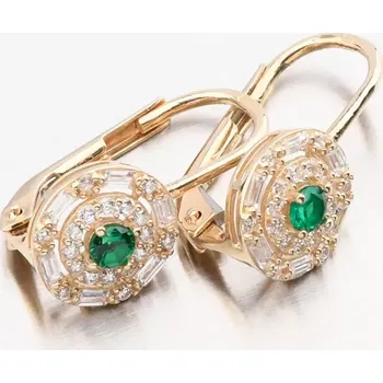 Náušnice Dámské náušnice žluté zlato 585 se smaragd 143P-122188
