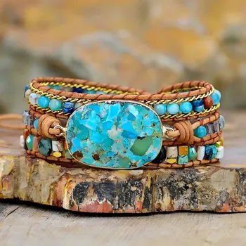 Náramek Flor de Cristal Wrap náramek Amazonit