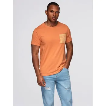 Pánské tričko Ombre Clothing Módní oranžové tričko s ozdobnou kapsou V3 TSPT-0227