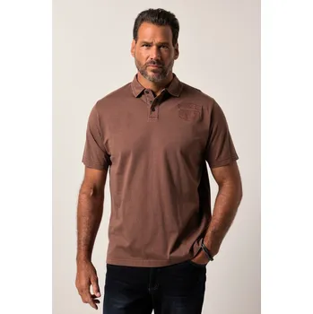 Pánské tričko JP1880, Plus size Polokošile JP1880, krátké rukávy, nášivky, vintage vzhled, do 8XL pro plnoštíhlé nadměrná velikost, 840048340-1454, hnědý, 5XL, Plus size oblečení, Oblečení pro vysoké muže, Nadměrné velikosti, Oblečení pro plnoštíhlé.