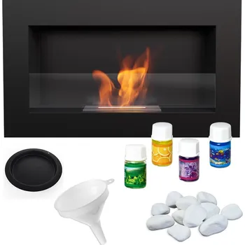 Krbová kamna Závěsný krb na bioethanol GOLF 2 černá s prosklením TÜV sada GOLF/2/CZARNY/SZ/MIX