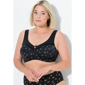 Podprsenka Ulla Popken, Plus size Odlehčující podprsenka, mix vzorů bez kostic, košíčky C-F pro plnoštíhlé nadměrná velikost, 840942100-1777, černý, 130D, Nadměrné velikosti, Plus size oblečení, Oblečení pro boubelky, Oblečení pro baculky, Oblečení pro plnoštíhlé, O