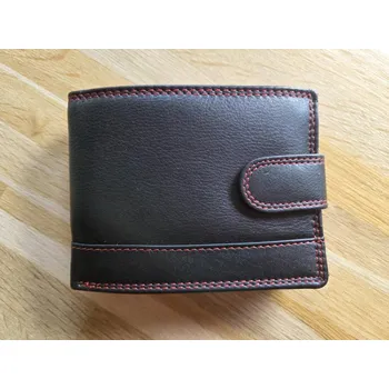 Peněženka Pánská kožená peněženka s červeným prošitím