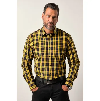 Pánská košile JP1880, Plus size Kostkovaná košile JP1880, dlouhé rukávy, Kent límeček, Modern střih, do 8XL pro plnoštíhlé nadměrná velikost, 841298620-1453, oranžový, 4XL, Plus size oblečení, Oblečení pro vysoké muže, Nadměrné velikosti, Oblečení pro plnoštíhlé.