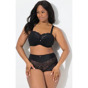 Podprsenka Ulla Popken, Plus size Podprsenka s kosticemi TruYou, měkké košíčky, krajka, košíčky B-F pro plnoštíhlé nadměrná velikost, 838825100-1076, černý, 115B, Nadměrné velikosti, Plus size oblečení, Oblečení pro boubelky, Oblečení pro baculky, Oblečení pro plnoš