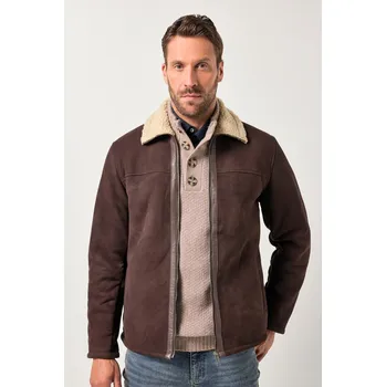Moto bunda JP1880, Plus size Kožená bunda JP1880, nubuková kůže, vnitřní strana z teddy plyše, do 7XL pro plnoštíhlé nadměrná velikost, 842780110-1456, hnědý, 7XL, Plus size oblečení, Oblečení pro vysoké muže, Nadměrné velikosti, Oblečení pro plnoštíhlé.