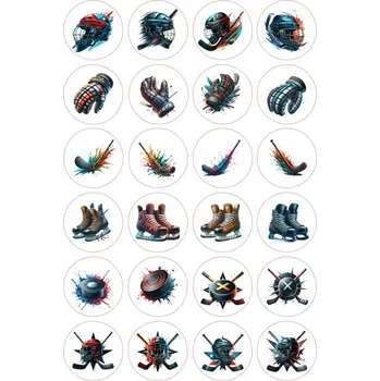 Jedlá dekorace na dort HOKEJ_138 Materiál: Jedlý papír