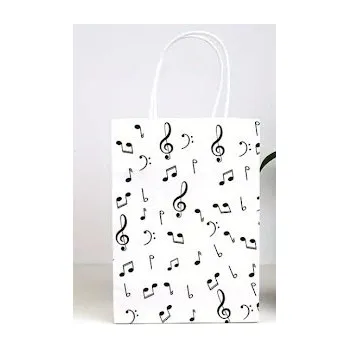 Bílá papírová taška s potiskem not