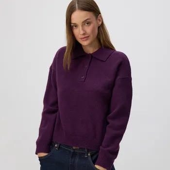 Dámský svetr Reserved - Svetr s límečkem - tmavě fialová - 236GP-49X - 236GP-49X-M