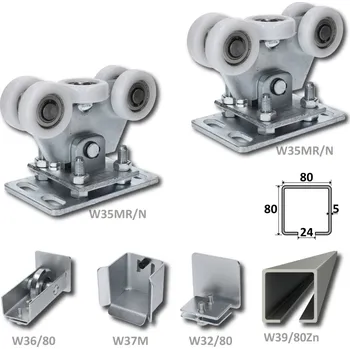 Pohon brány sada pro nesenou bránu W Set 80/Zn-N - kompletní sada na posuvnou bránu do 350 kg se zinkovaným C profilem 80 x 80 x 5 mm, 6 m